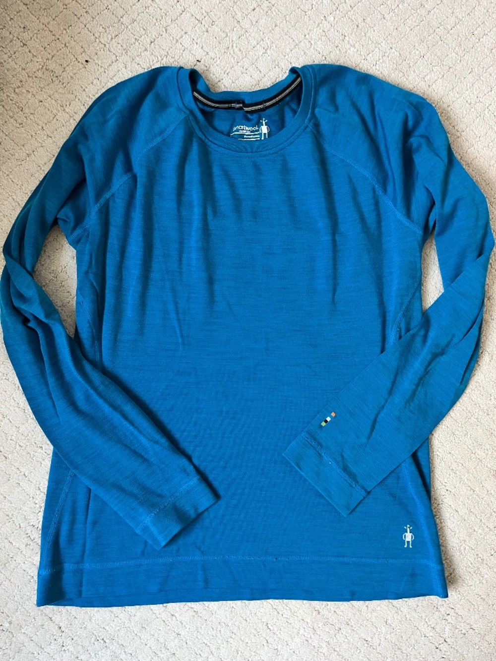 Smartwool Merino 250 Base Layer Women’s Size L Blue Crew Neck Thermal Ski Hike